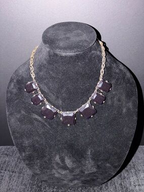 Statement Faceted Dark Purple Collar Necklace